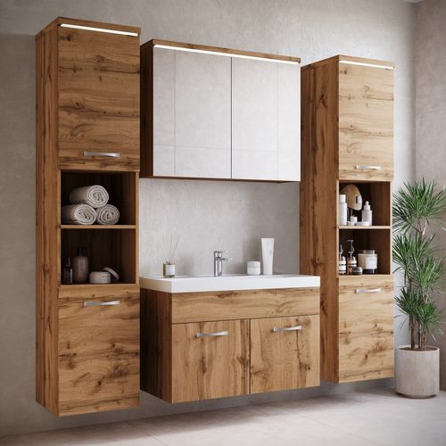 Armoire De Rangement Paso Hauteur 160 Cm Chene Meuble De Rangement Haut Placard Armoire Colonne