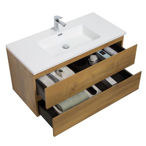 Meuble De Salle De Bain Angela 100 Cm Lavabo Chene – Armoire De Rangement Meuble Lavabo