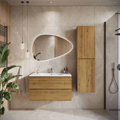 Meuble De Salle De Bain Angela 100 Cm Lavabo Chene – Armoire De Rangement Meuble Lavabo