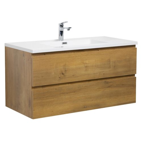 Meuble De Salle De Bain Angela 100 Cm Lavabo Chene – Armoire De Rangement Meuble Lavabo