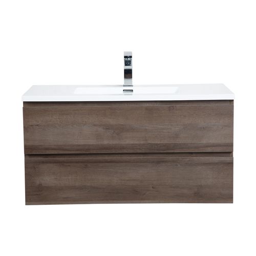 Meuble De Salle De Bain Angela 100 Cm Lavabo Chene Marron – Armoire De Rangement Meuble Lavabo