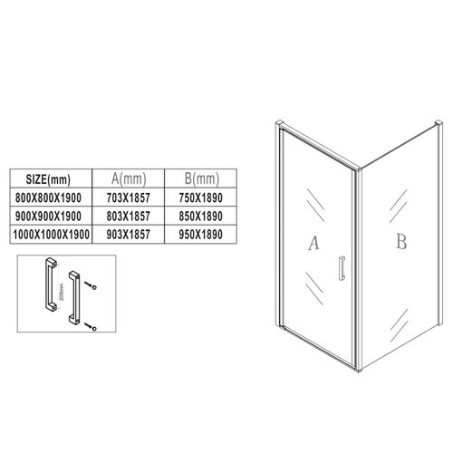 Cabine De Douche Alava   90x90cm   Badplaats   Noir   Verre De Sécurité