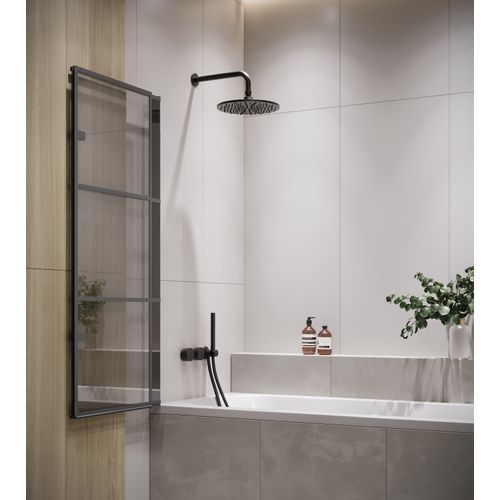 Paroi Baignoire Berkan 120 X 140 Cm Noir Verre Transparent