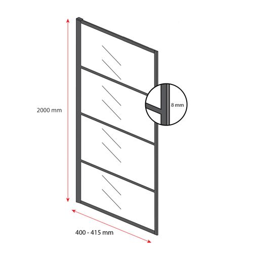 Paroi De Douche Essos - 40 X 200 Cm - Noir