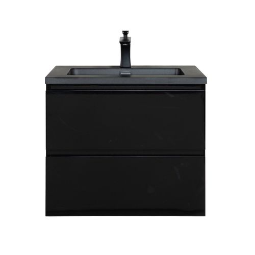 Meuble De Salle De Bain Angela 60 Cm Lavabo Noir Noir Mat Meuble Bas Meuble Vasque Meuble