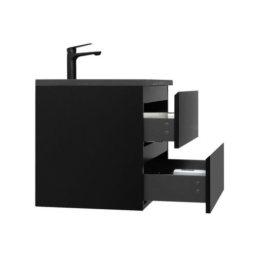 Meuble De Salle De Bain Angela 60 Cm Lavabo Noir Noir Mat Meuble Bas Meuble Vasque Meuble