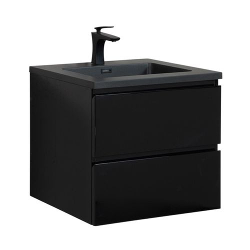 Meuble De Salle De Bain Angela 60 Cm Lavabo Noir Noir Mat Meuble Bas Meuble Vasque Meuble