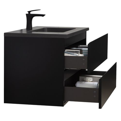 Meuble Vasque Angela 90 Cm Avec Lavabo Noir - Noir Mat