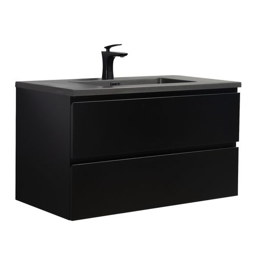 Meuble Vasque Angela 90 Cm Avec Lavabo Noir - Noir Mat