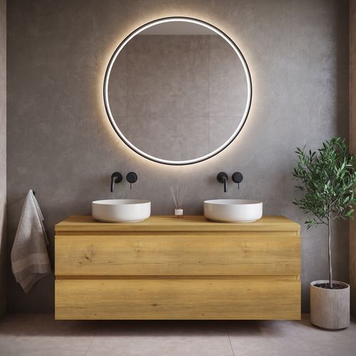 Meuble De Salle De Bain Angela 140cm   Chene – Armoire De Rangement