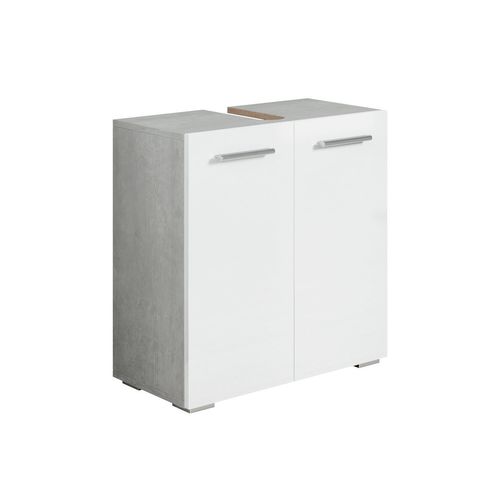 Meuble Vasque Jupiter   Beton Gris Avec Blanc   60 X 30 X 60 Cm   Meuble De Salle De Bain, Colonne,