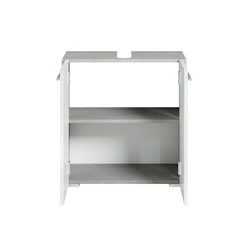 Meuble Vasque Jupiter   Beton Gris Avec Blanc   60 X 30 X 60 Cm   Meuble De Salle De Bain, Colonne,