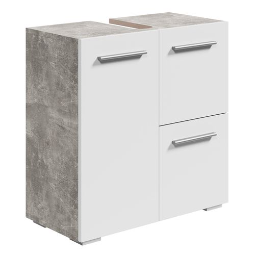 Meuble Vasque Mars   Beton Gris Avec Blanc   60 X 30 X 60 Cm   Meuble De Salle De Bain, Colonne,