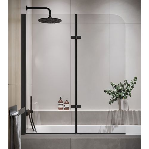 Paroi Baignoire Austin 120 X 140 Cm Noir Verre Transparent