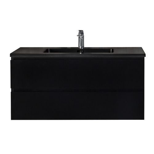 Meuble De Salle De Bain Angela 100 Cm   Lavabo Noir   Meuble Bas Meuble Vasque Meuble Vasque