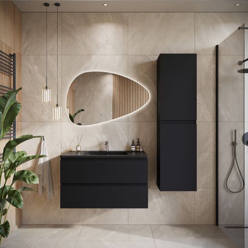 Meuble De Salle De Bain Angela 100 Cm   Lavabo Noir   Meuble Bas Meuble Vasque Meuble Vasque