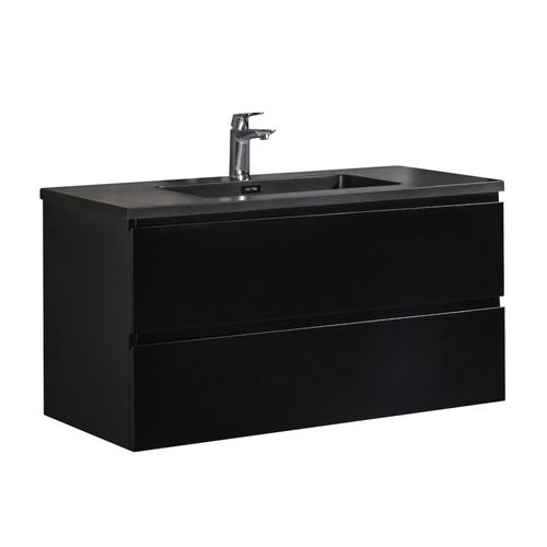 Meuble De Salle De Bain Angela 100 Cm   Lavabo Noir   Meuble Bas Meuble Vasque Meuble Vasque