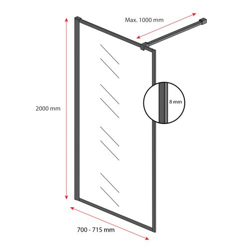 Paroi De Douche Georgia - 70 X 200 Cm - Noir
