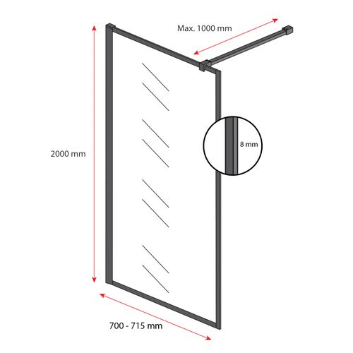 Paroi De Douche Georgia - 70 X 200 Cm - Noir
