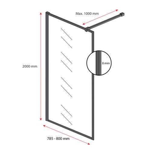 Paroi De Douche Georgia - 80 X 200 Cm - Noir