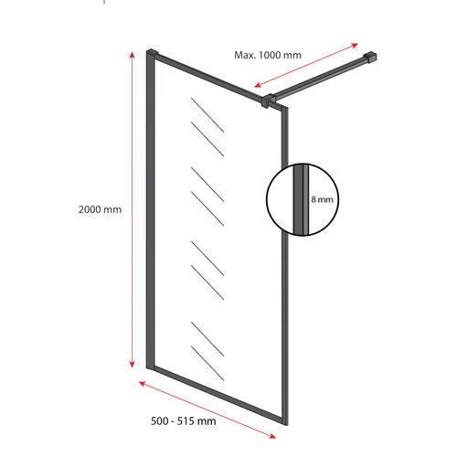 Paroi De Douche Georgia - 50 X 200 Cm - Noir