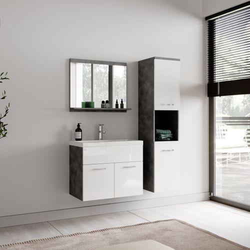 Colonne Montreal Hauteur 131 Cm Gris Avec Blanc