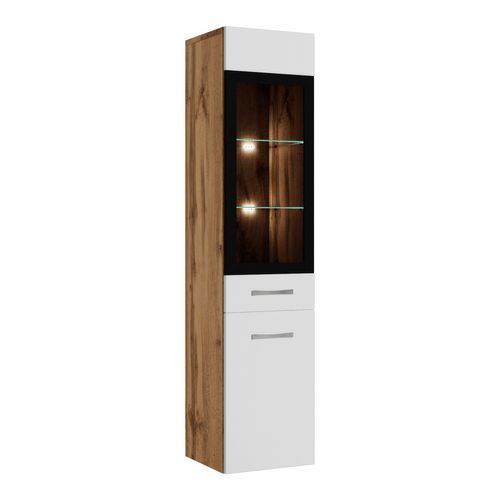 Colonne Rio Hauteur 131 Cm Chêne Avec Blanc Brillant