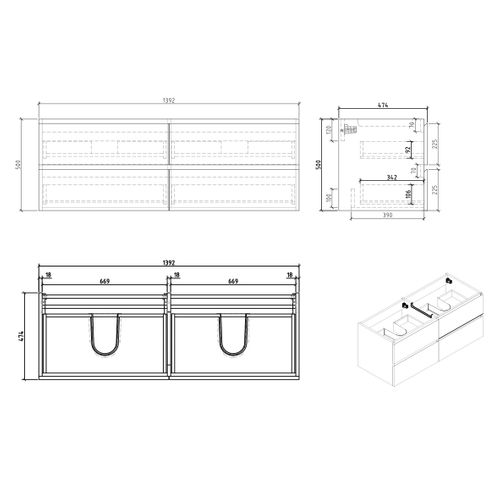 Meuble De Salle De Bain Angela 140cm   Blanc Armoire Rangement