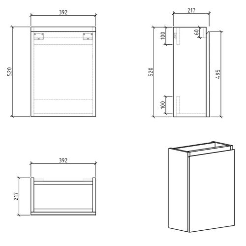 Meuble Lave-Mains Angela 40 X 22 Cm - Blanc Brillant