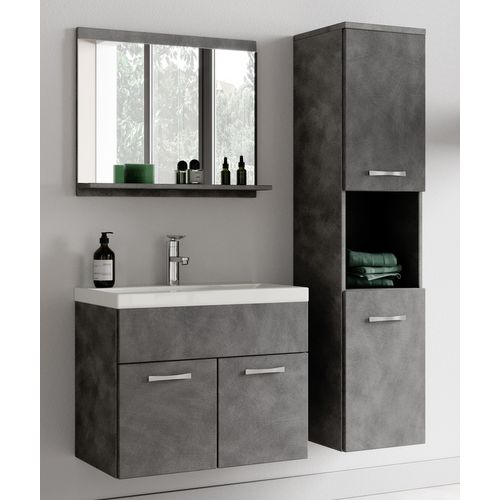 Meuble Vasque Montreal 60 Cm Avec Lavabo Et Miroir - Gris