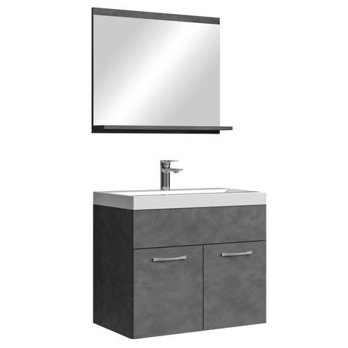 Meuble Vasque Montreal 60 Cm Avec Lavabo Et Miroir - Gris