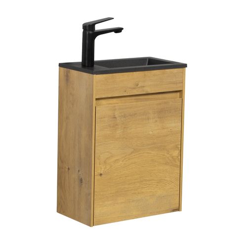 Meuble Lave-Mains Sinta 40 X 22 Cm - Chêne Lavabo Noir