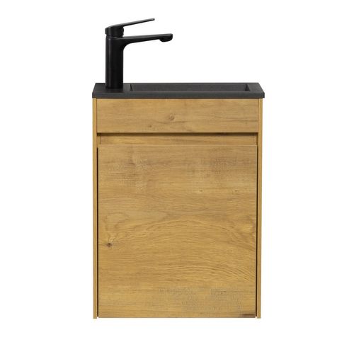 Meuble Lave-Mains Sinta 40 X 22 Cm - Chêne Lavabo Noir