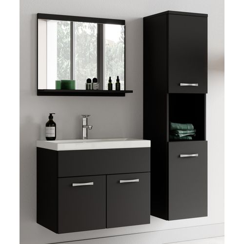 Salle De Bain Complète Montreal 60 Cm Lavabo - Noir Mat