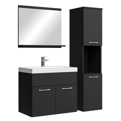 Salle De Bain Complète Montreal 60 Cm Lavabo - Noir Mat
