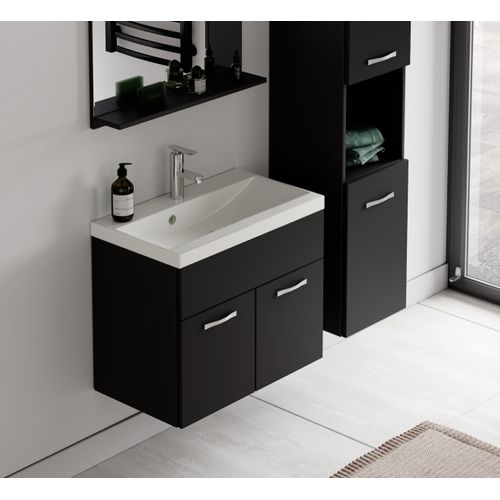 Salle De Bain Complète Montreal 60 Cm Lavabo - Noir Mat