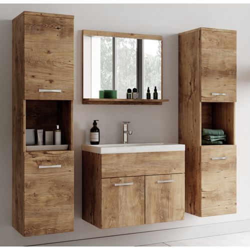 Meuble De Salle De Bain Montreal XL 60 Cm Lavabo Chêne Châtaignier Armoire De Rangement Meuble