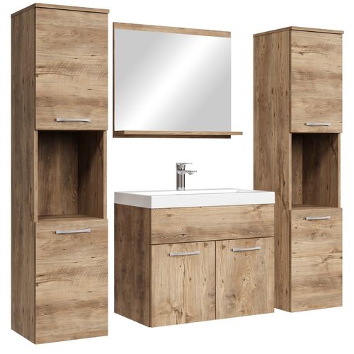 Meuble De Salle De Bain Montreal XL 60 Cm Lavabo Chêne Châtaignier Armoire De Rangement Meuble