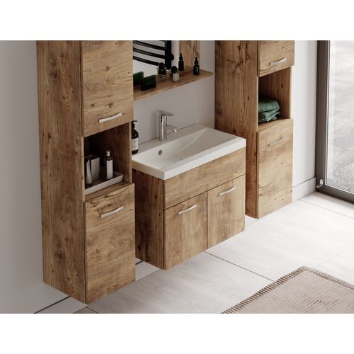 Meuble De Salle De Bain Montreal XL 60 Cm Lavabo Chêne Châtaignier Armoire De Rangement Meuble