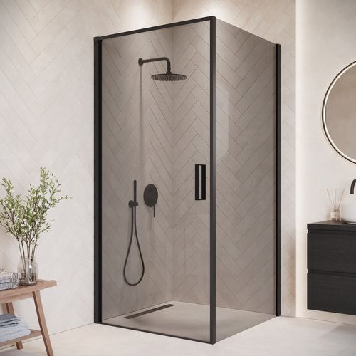 Badplaats Cabine De Douche Alava   90x90cm   Noir   Verre Teinté