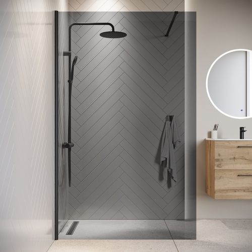 Paroi De Douche Rizani - 120 X 200 Cm - Verre Teinté - Noir