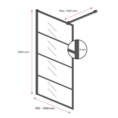 Paroi De Douche Essos - 100 X 200 Cm - Noir