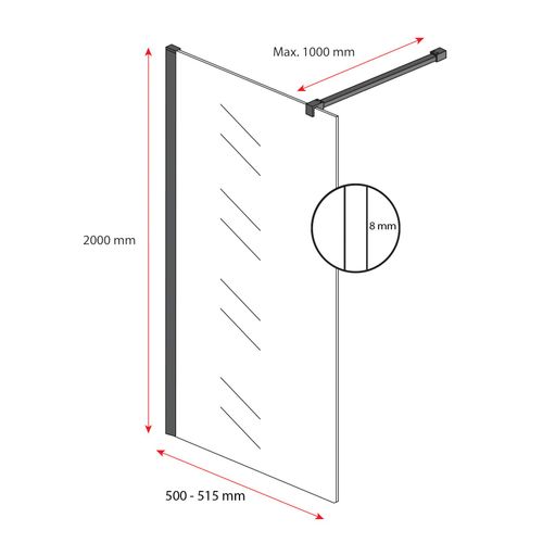 Paroi De Douche Florida - 50 X 200 Cm - Or