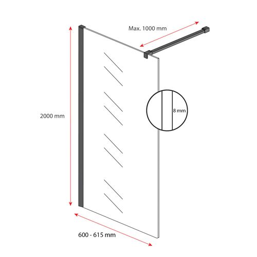 Paroi De Douche Florida - 60 X 200 Cm - Or