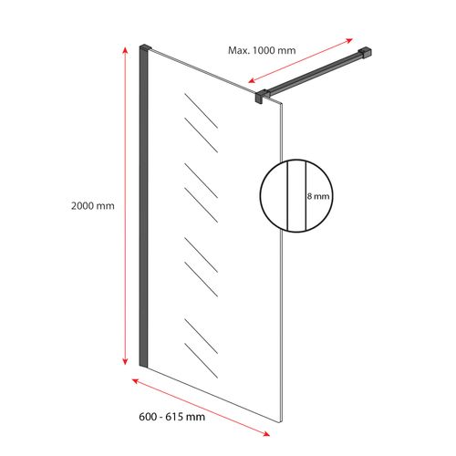 Paroi De Douche Florida - 60 X 200 Cm - Or