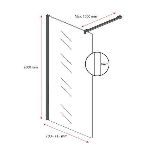Paroi De Douche Florida - 70 X 200 Cm - Or