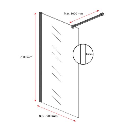 Paroi De Douche Florida - 90 X 200 Cm - Or