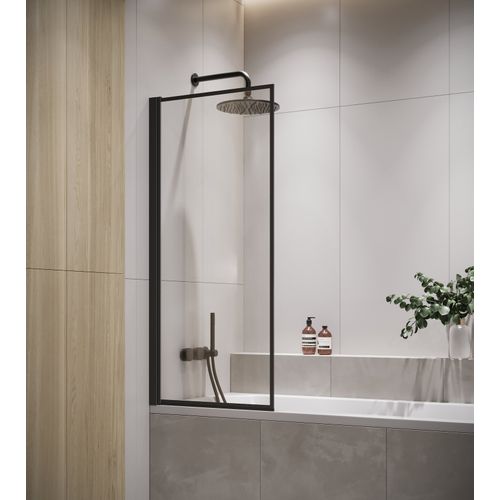 Paroi Baignoire Medal 60 X 140 Cm Noir Verre Transparent