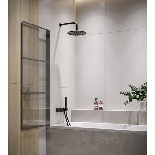 Paroi Baignoire Berkan 60 X 140 Cm Noir Verre Transparent