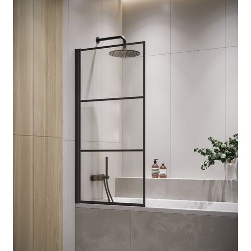 Paroi Baignoire Berkan 60 X 140 Cm Noir Verre Transparent